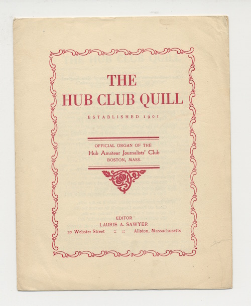 Image for THE HUB CLUB QUILL. January, 1921. Vol. XIII. No. 1. THE HUB CLUB QUILL. January, 1921. Vol. XIII. No. 1.