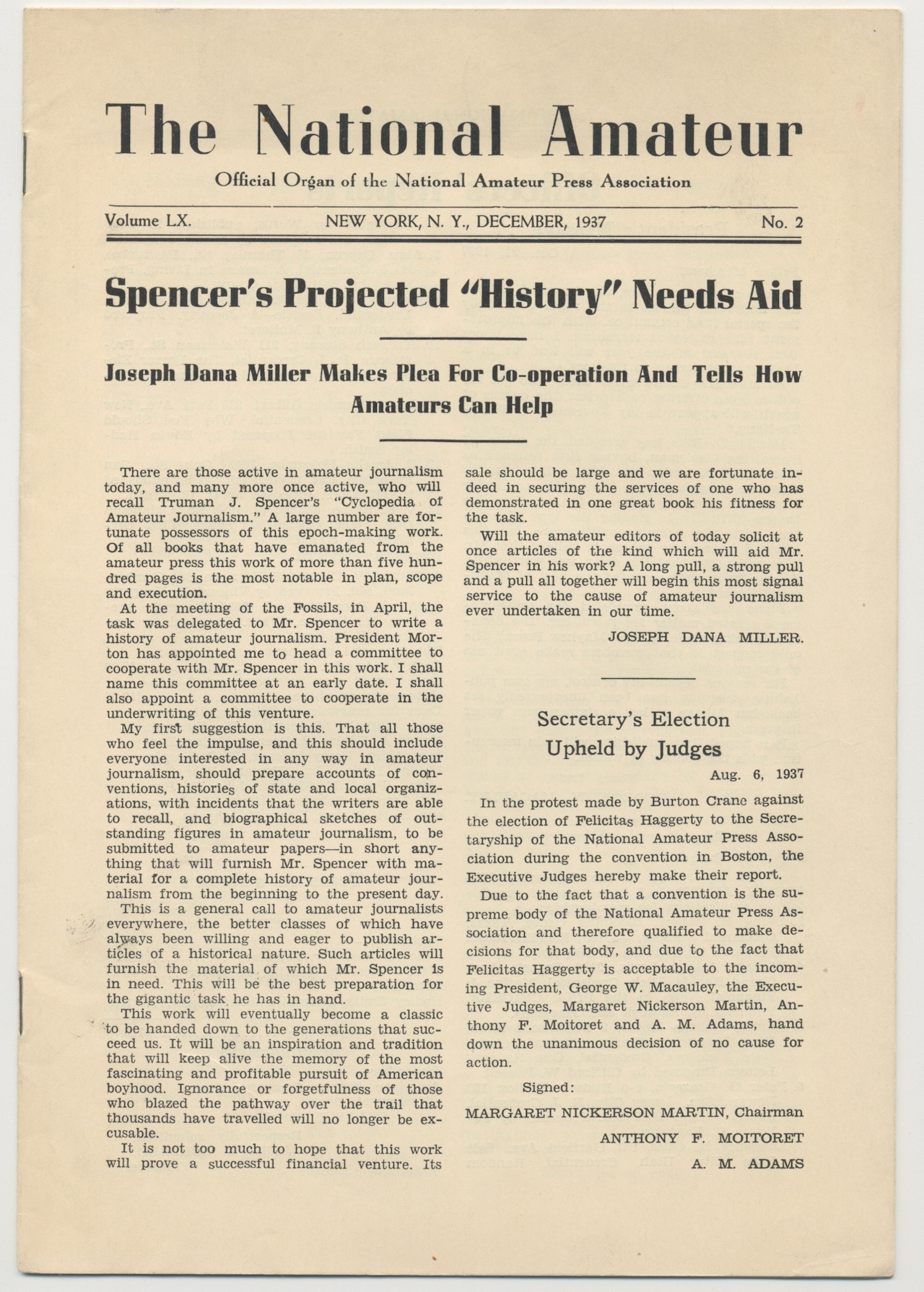 THE NATIONAL AMATEUR. December, 1937.