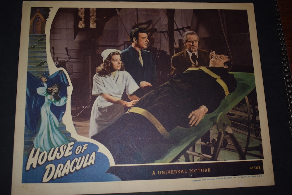 HOUSE OF DRACULA. Universal Pictures, 1945. An original lobby card from the 1945 motion picture, HOUSE OF DRACULA,