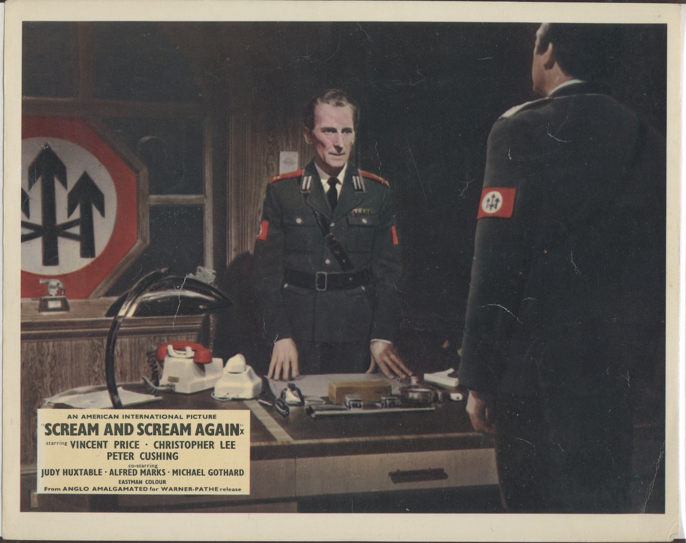 SCREAM AND SCREAM AGAIN. 1970. ORIGINAL COMPLETE SET 8-LOBBY CARDS. Vincent Price, Christopher Lee, Peter Cushing.