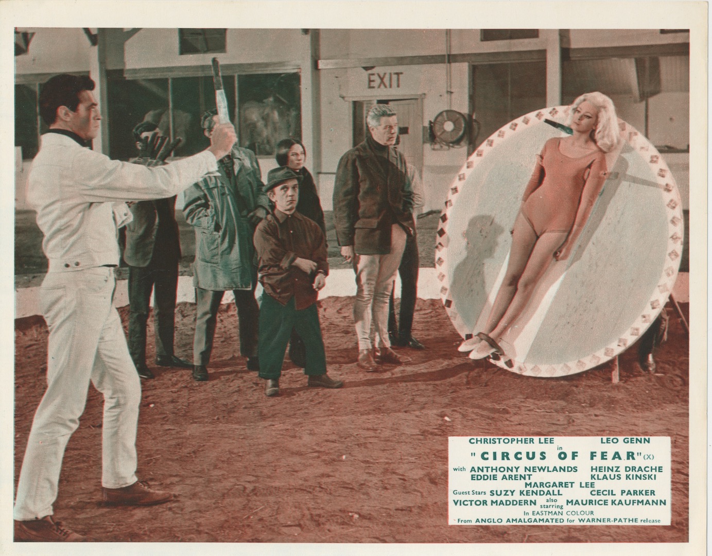 CIRCUS OF FEAR. ORIGINAL COMPLETE SET 8-LOBBY CARDS. Christopher Lee, Klaus Kinski. Warner-Pathe, 1966.