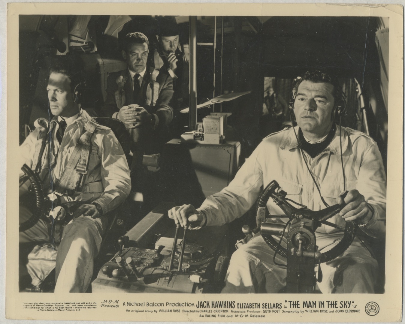 THE MAN IN THE SKY. 8-Lobby cards, complete. M-G-M. British Thriller. 1975. Jack Hawkins.