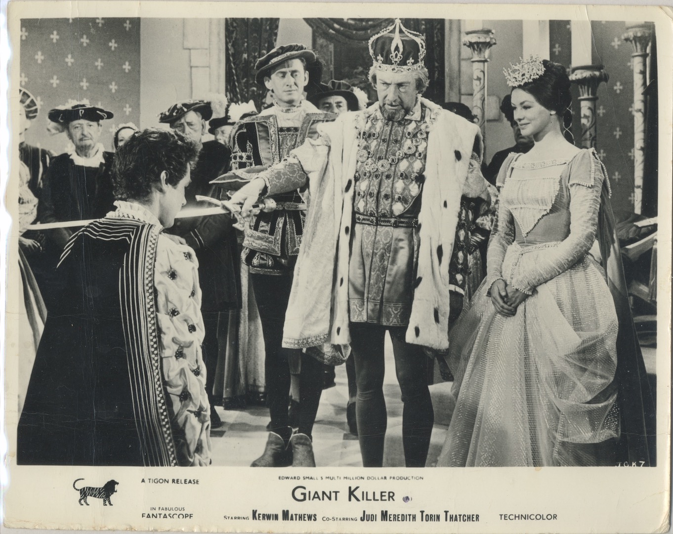 GIANT KILLER. 3-Original lobby cards. Titled upon release, JACK THE GIANT KILLER. Zenith pictures, 1962. Special stop motion effects supervised by Ray Harryhausen.