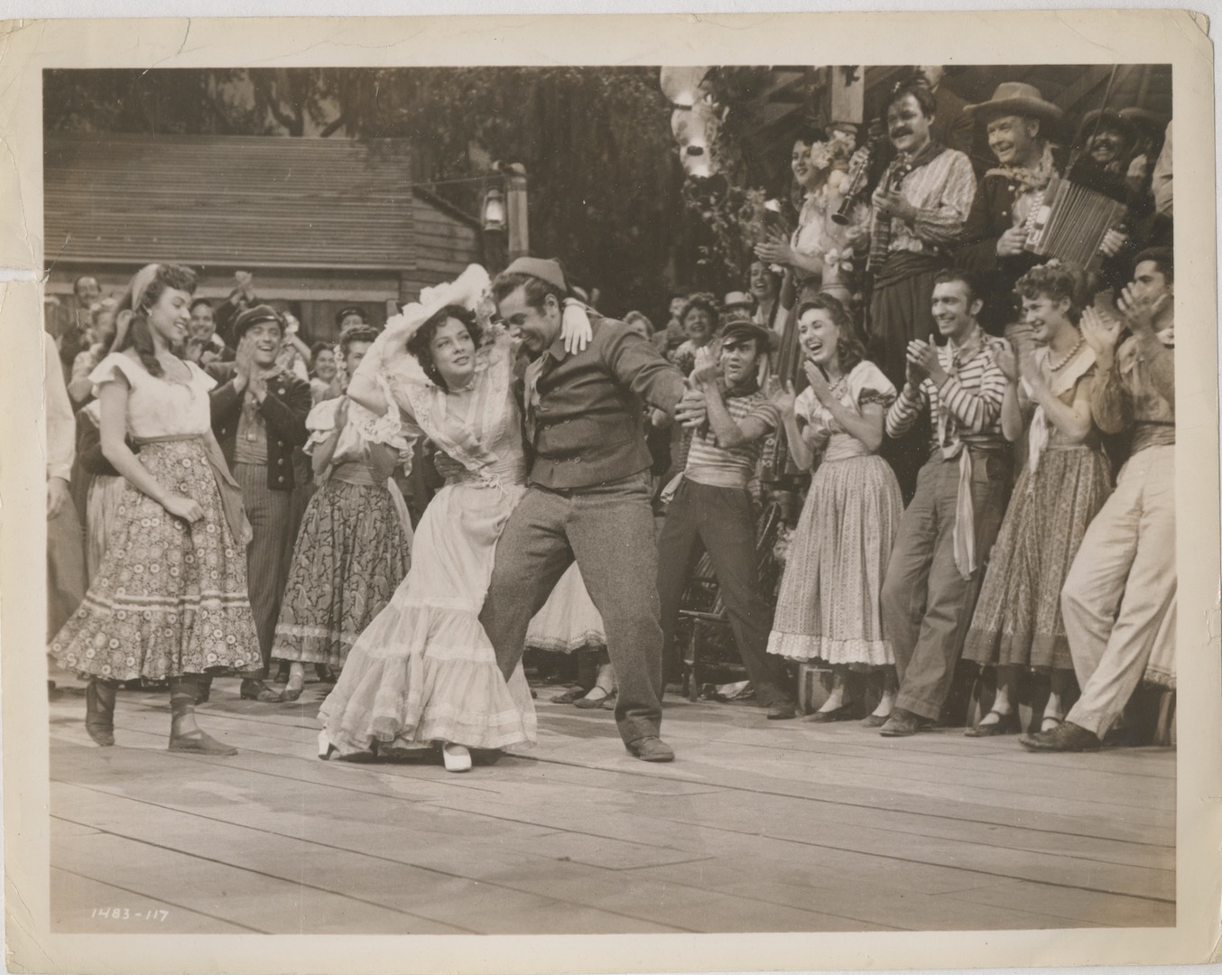THE TOAST OF NEW ORLEANS, 1950. MGM. ORIGINAL PRODUCTION PHOTO. Mario Lanza's 1st film. Pictured is Mario Lanza and Katherine Grayson. Studio notes on verso.