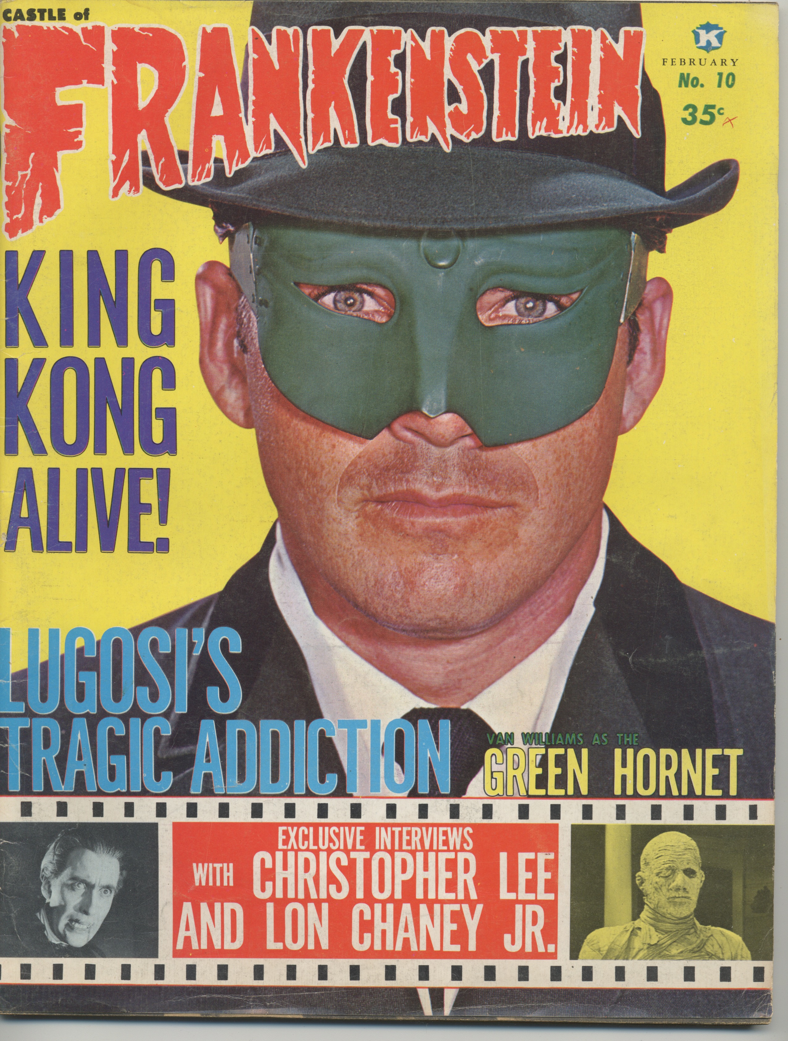 CASTLE OF FRANKENSTEIN. No. 10. 1966. Christopher Lee, Lon Chaney, Jr. Bela Lugosi.