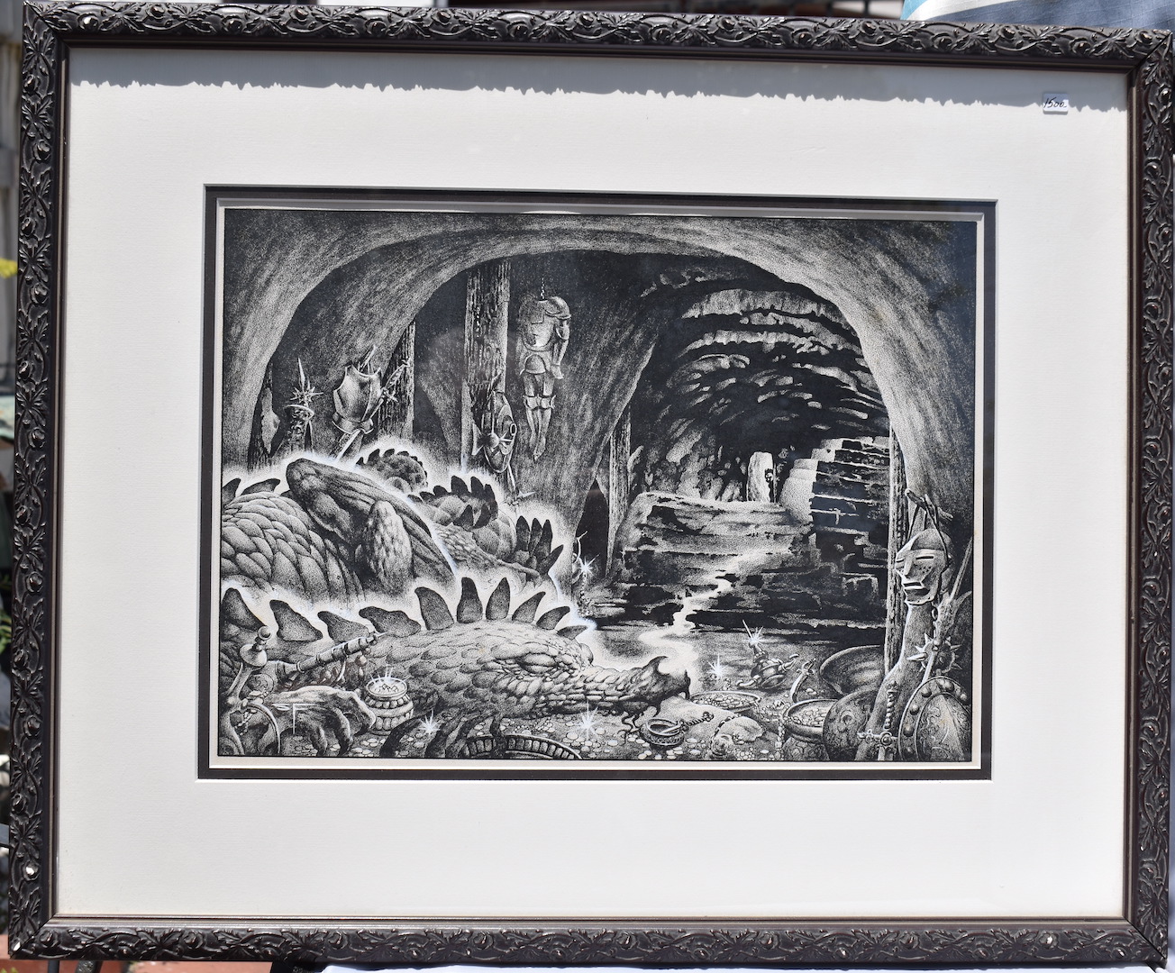SMAUG'S LAIR. For, THE HOBBIT. Original art, signed. Submitted to Tolkien pubisher, Houghton Mifflin. Published later as the centerfold for RBCCRocket Blast Comic Collector, #130, 1976.