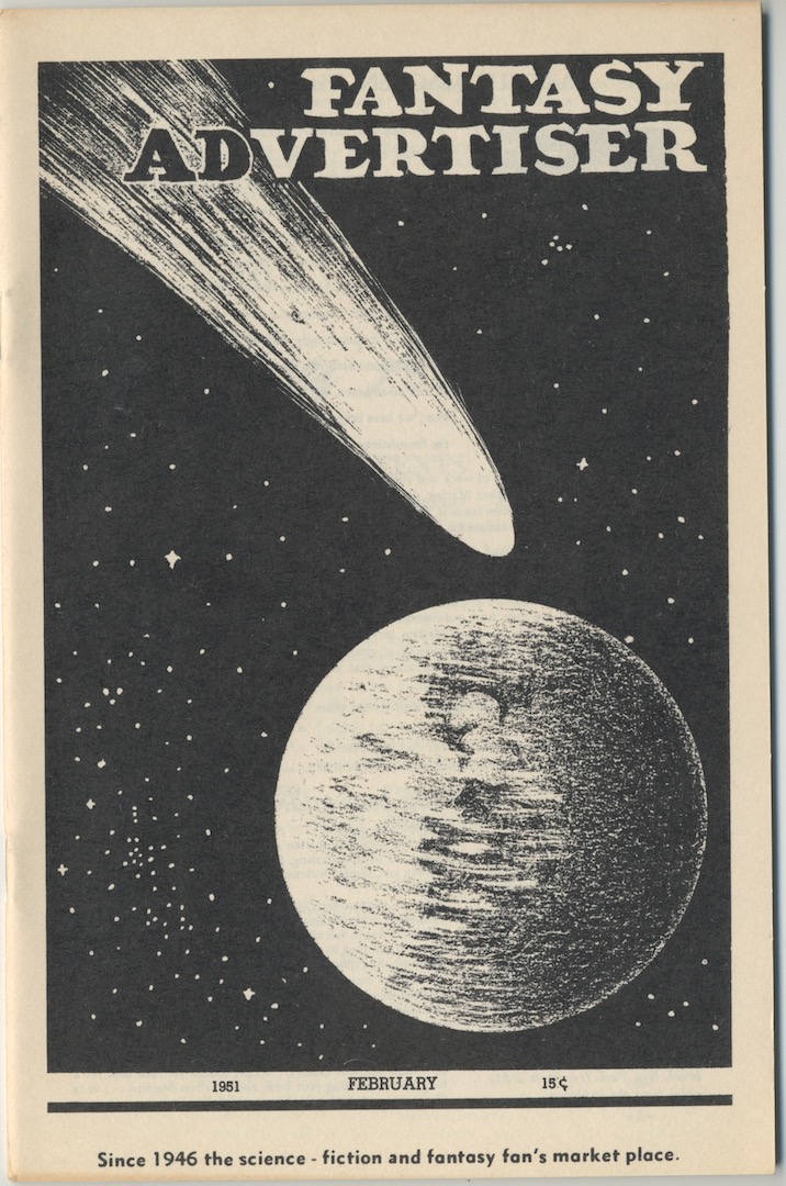 FANTASY ADVERTISER. February, 1951. (SPACE TRAVEL IN FACT & FICTION by Arthur C. Clarke. Part I. THE ANTIQUARIAN BOOKSHEL by Bob Silverberg, interest)