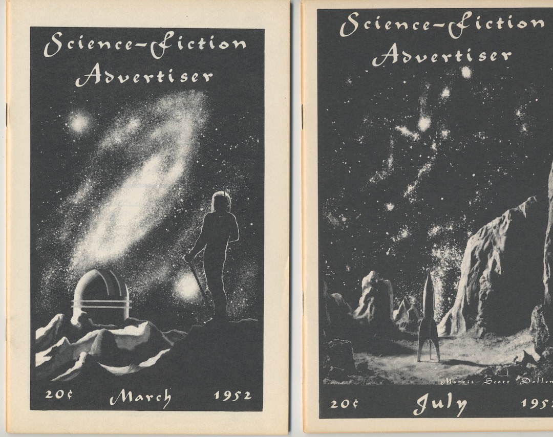 SCIENCE FICTION ADVERTISER. 2-Issues: March & July, 1952. Contains the 2-part study on A.E. Van VogtDEUS EX MACHINA by Arthur J. Cox.