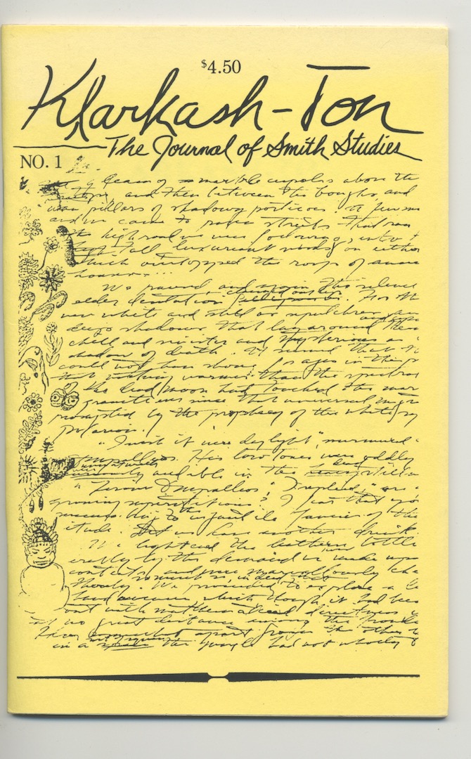 KLARKASH-TON. The Journal of Smith Studies. No. 1. Cryptic Publications, 1988.