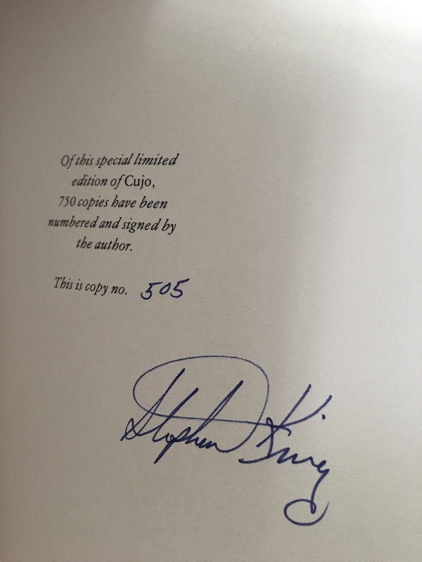 Image for STEPHEN KING: CUJO—Limited to 750 SIGNED, ESPECIALLY BOUND COPIES.
